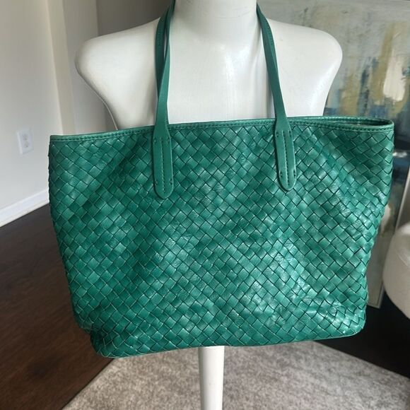 Cole Haan Green Leather Weaved Tote Bag - Picture 5 of 8